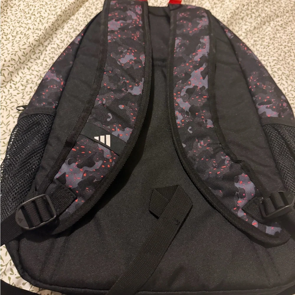 adidas Black & Camo Backpack with Red Accents